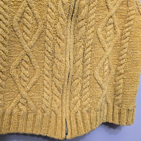 Susan Bristol Yellow Vest Cableknit Sleeveless Zip Up Sweater Womans Tassle M - Picture 5 of 12